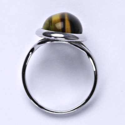 Stříbrný prsten, přírodní tygří oko, T 1454