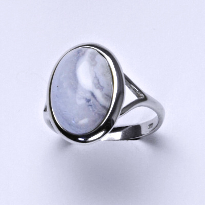 Stříbrný prsten, přírodní chalcedon, prstýnek ze stříbra, T 1454