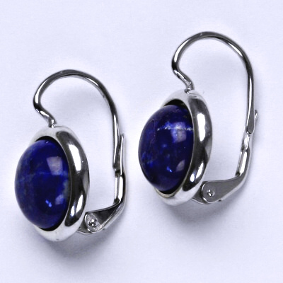 Stříbrné náušnice, přírodní lapis, náušnice ze stříbra 10 mm NK 1452