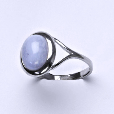 Stříbrný prsten, přírodní chalcedon 10x8 mm, prstýnek ze stříbra, T 1453