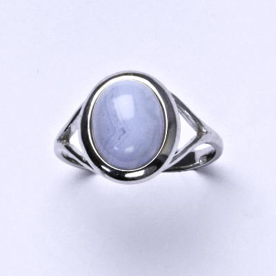 Stříbrný prsten, přírodní chalcedon 10x8 mm, prstýnek ze stříbra, T 1453 