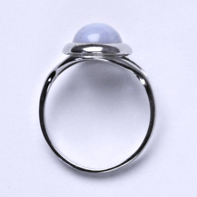 Stříbrný prsten, přírodní chalcedon 10x8 mm, prstýnek ze stříbra, T 1453 