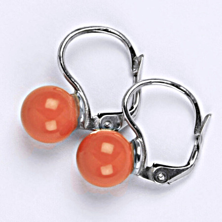 Náušnice ze stříbra se Swarovski perlou coral (8 mm) NK 1183