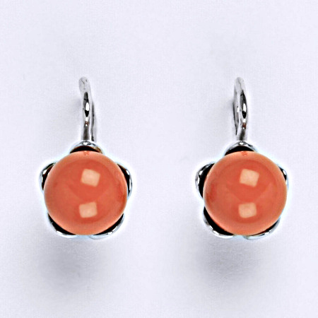 Náušnice ze stříbra se Swarovski perlou coral (8 mm) NK 1351
