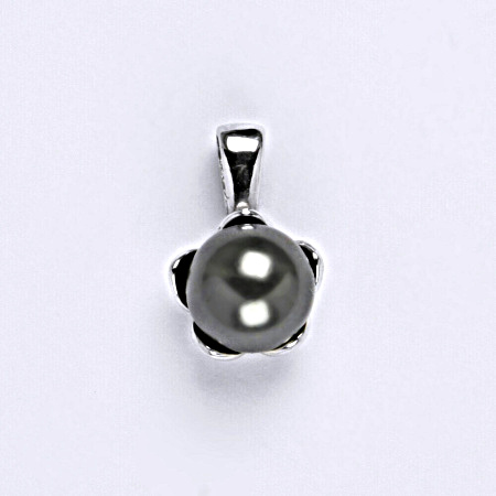 Přívěšek Swarovski perly crystal dark 8 mm, stříbrný šperk P 1351