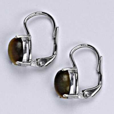 Stříbrné náušnice s přírodním kamenem tygří oko 8x 6mm,NK 1245