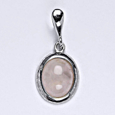 Stříbrný přívěsek, přírodní růženín, přívěšek ze stříbra, 10 x 8 mm, P 1453