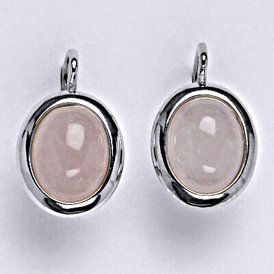 Stříbrné náušnice s přírodním kamenem růženín 10 x 8 mm, NK 1453