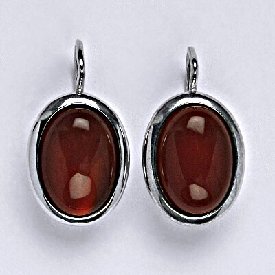 Stříbrné náušnice s přírodním karneolem, 14 x 10 mm, NK 1454