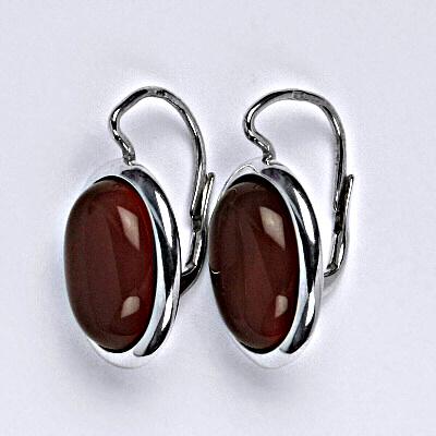 Stříbrné náušnice s přírodním karneolem, 14 x 10 mm, NK 1454