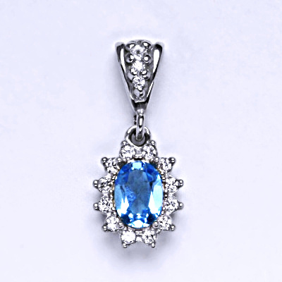 Stříbrný přívěsek Kate, přírodní topaz swiss a čiré zirkony, stříbro, P 1480/2 