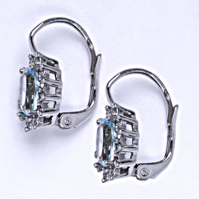 Stříbrné náušnice Kate, přírodní topaz sky a čiré zirkony, stříbro, NK 1480