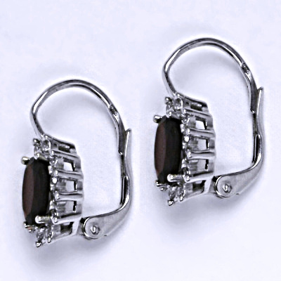 Náušnice Kate, přírodní granát a čiré zirkony, náušnice ze stříbra, NK 1480