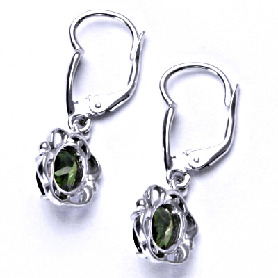 Stříbrné náušnice,přírodní vltavín,náušnice na patent, NK 1140/20 