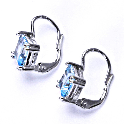 Stříbrné náušnice, přírodní topaz sky, náušnice na klapku, NK 1258