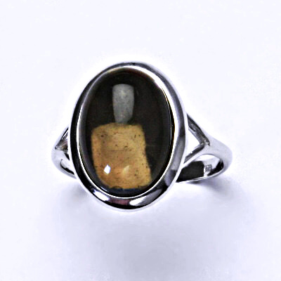 Stříbrný prsten, přírodní záhněda, prstýnek ze stříbra, T 1454 