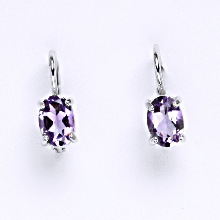 Stříbrné náušnice, přírodní ametyst světlý, náušnice ze stříbra, NK 1246