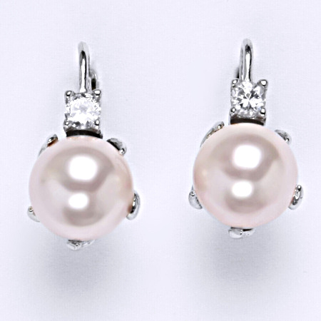 Stříbrné náušnice Swarovski perly rosaline NK 1190