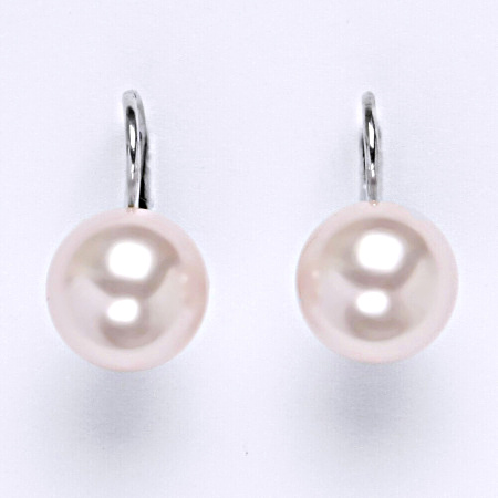 Stříbrné náušnice. šperk. Swarovski perly rosaline 10 mm NK 1183