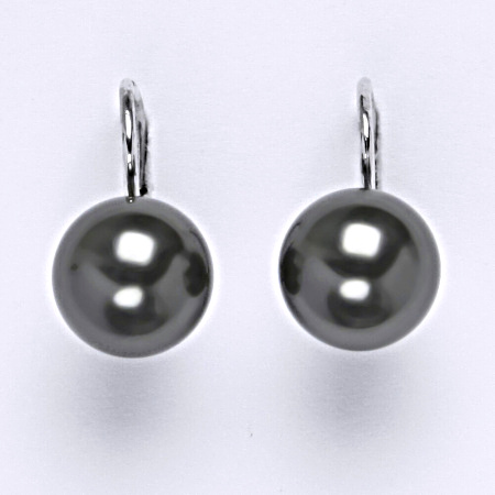 Stříbrné náušnice. šperk. Swarovski perly dark gray 10 mm NK 1183