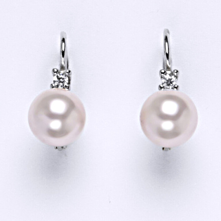 Stříbrné náušnice Swarovski perly rosaline 8 mm NK 1207