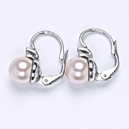 Stříbrné náušnice Swarovski perly rosaline 8 mm NK 1207