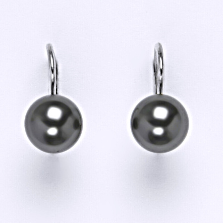 Stříbrné náušnice Swarovski perly dark gray 8 mm NK 1183