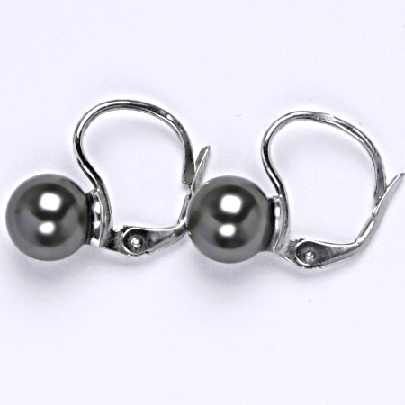Stříbrné náušnice Swarovski perly dark gray 8 mm NK 1183