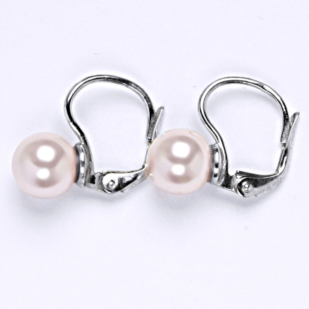 Stříbrné náušnice Swarovski perly rosaline 8 mm NK 1183