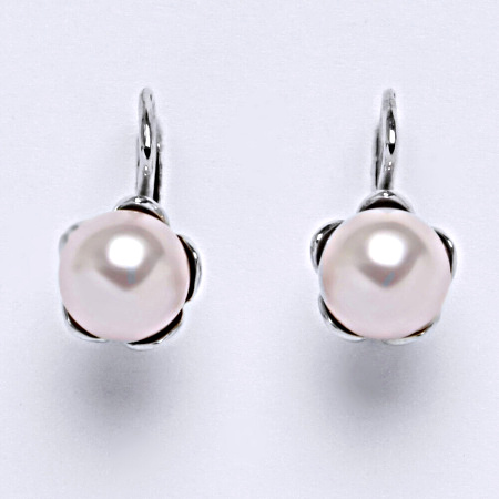 Stříbrné náušnice Swarovski perly rosaline 8 mm NK 1351