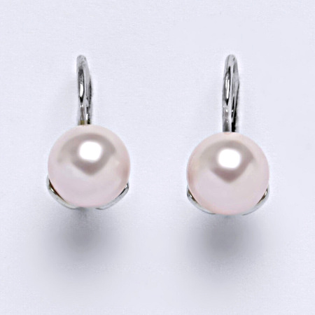 1 Stříbrné náušnice Swarovski perly rosaline 8 mm NK 1352