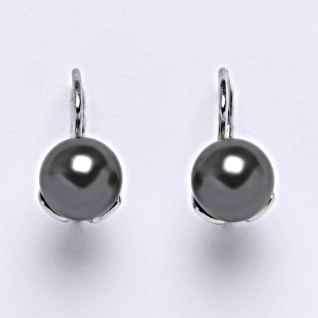 Stříbrné náušnice. šperk. Swarovski perly dark gray NK 1351