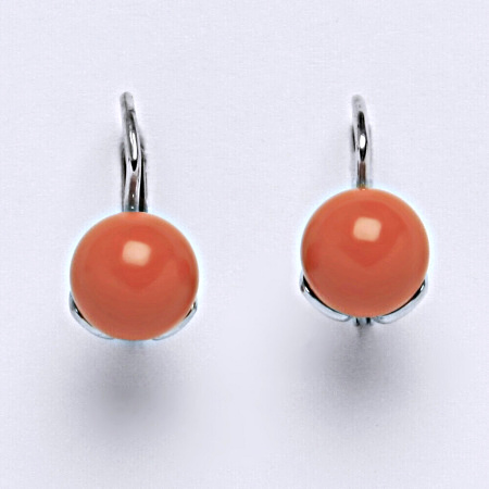 Stříbrné náušnice Swarovski perly coral 8 mm NK 1352. šperk