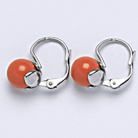 Stříbrné náušnice Swarovski perly coral 8 mm NK 1352. šperk