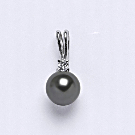 Stříbrný přívěšek Swarovski perla dark gray 8 mm  P 1207A