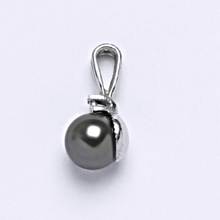 Stříbrný přívěšek Swarovski perla dark gray 8 mm P 1207A