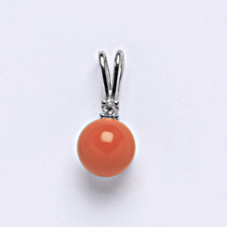 Stříbrný přívěšek Swarovski perla coral 8 mm  P 1207A
