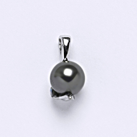 Stříbrný přívěšek Swarovski perla dark gray P 1215- 8 mm