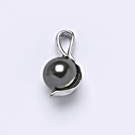 Stříbrný přívěšek Swarovski perla dark gray P 1215- 8 mm