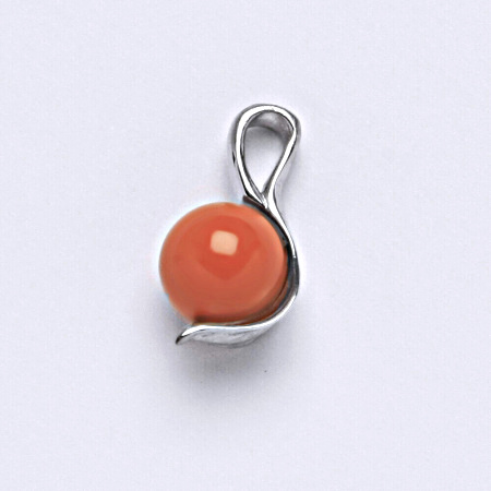 Stříbrný přívěšek Swarovski perla coral 8 mm P 1215