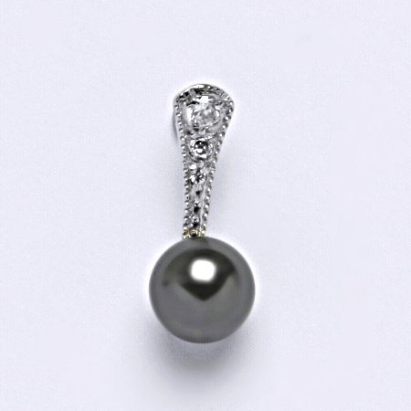 Stříbrný přívěšek Swarovski perla dark gray 8 mm P 1241
