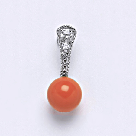 Stříbrný přívěšek Swarovski perla coral 8 mm  P 1241