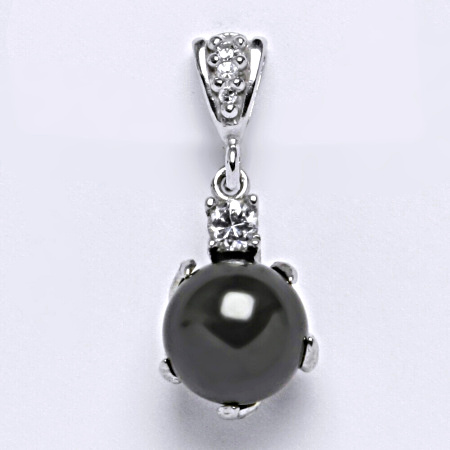 Přívěšek stříbrný šperk. Swarovski perla black P 1190/2