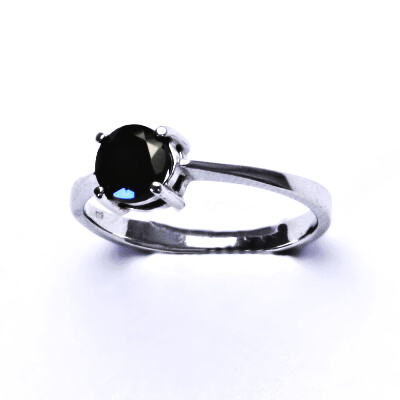 Stříbrný prsten,přírodní černý spinel (pleonast), T 1250 posl.kus