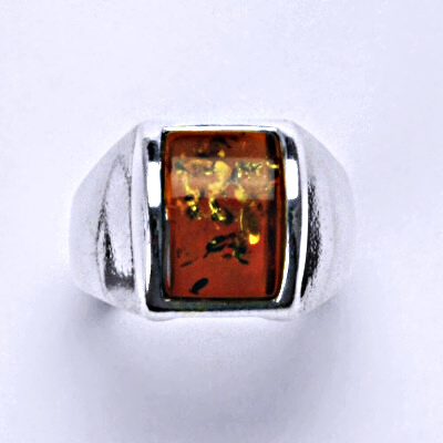 Stříbrný prsten s přírodním jantarem, prsten ze stříbra, jantar 6,01g