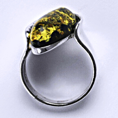 Stříbrný prsten s přírodními jantary, prsten ze stříbra, jantar, 5,74 g