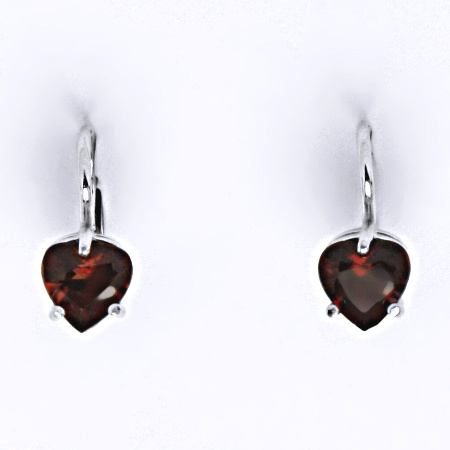 Stříbrné náušnice, přírodní granát, náušnice na patent, NK 1362 