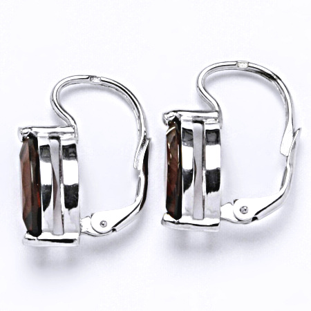 Stříbrné náušnice, přírodní granát 12x6 mm, NK 1363