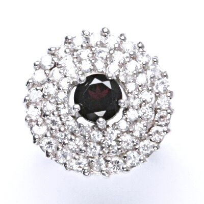 Stříbrný prsten, přírodní granát, šperky s granáty, 11,13 g, vel. 56
