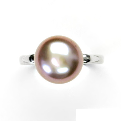 Stříbrný prstýnek, přírodní perla 11-12 mm růžová velká, prsten ze stříbra, T 1510
